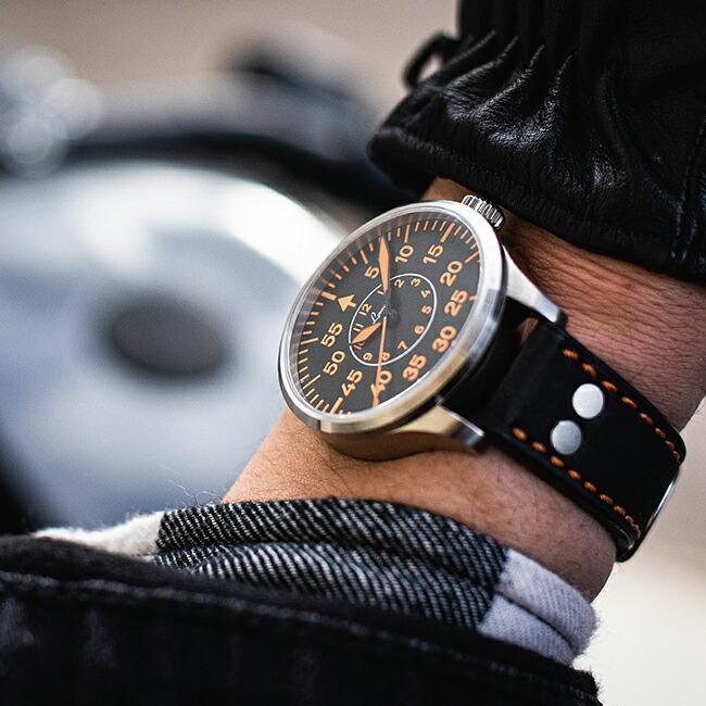 【Laco　ラコ】　「ドイツ製　パイロットウォッチ」　リアルミリタリー腕時計の復刻モデル【自動巻き】オレンジインデックス　 39ミリ【862130】【Palermo 39】