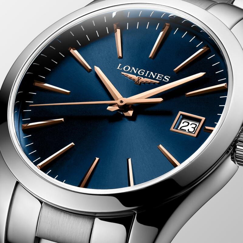 正規品ロンジンlongines　スイス製　コンクエストクラシック　Conquest　クォーツ　34ミリケース　ユニセックス　ブルー文字盤　　L2.386.4.92.6　L23864926の画像