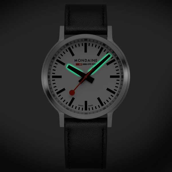 MONDAINE　モンディーン　stop2go　ストップ・トゥ・ゴー　クォーツ　ホワイト文字盤　41ミリケース　グレープレザー　腕時計　MST.4101B.LBV.2SEの画像