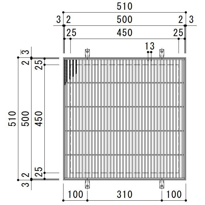 カネソウ　SUSグレーチング　落葉助っ人バスケット付滑り止め模様付集水桝用　(SMQW-5532-P=13枠付　DK-450-S)