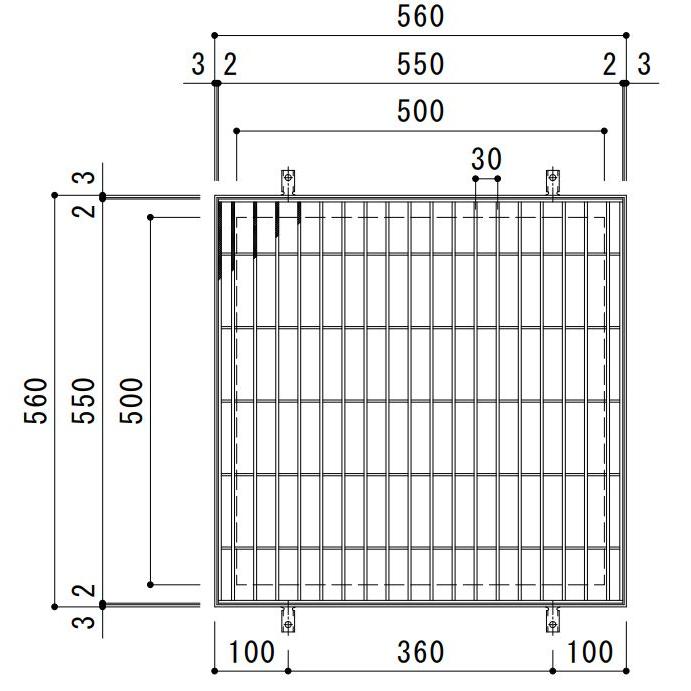 カネソウ　SUSグレーチング　落葉助っ人バスケット付滑り止め模様付集水桝用　(SMQW-5538A-P=30枠付　DK-500-S)