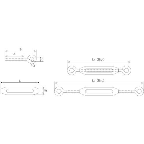 □水本機械製作所 ステンレス 枠式ターンバックル （アイ＆アイ） 捻子