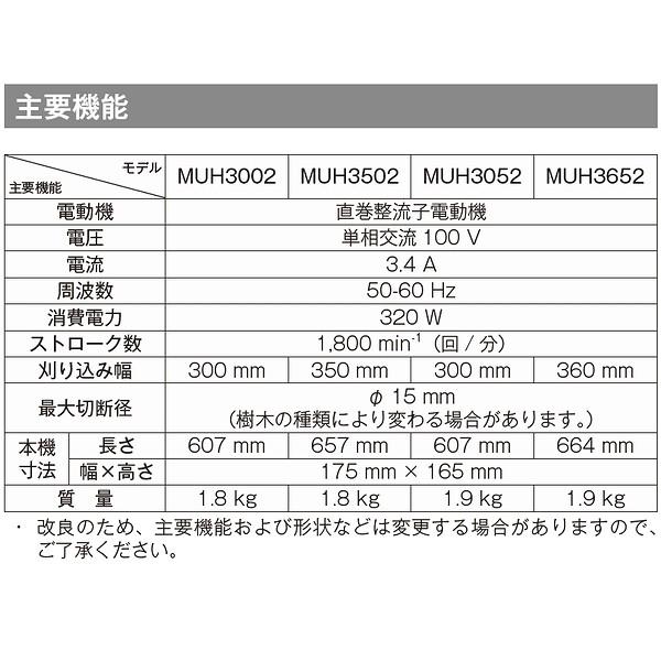 マキタ(makita) MUH3002 電動式生垣バリカン 特殊コーティング刃仕様 刈込幅300mm 最大切断径15mm【後払い不可】 | マキタ | 03