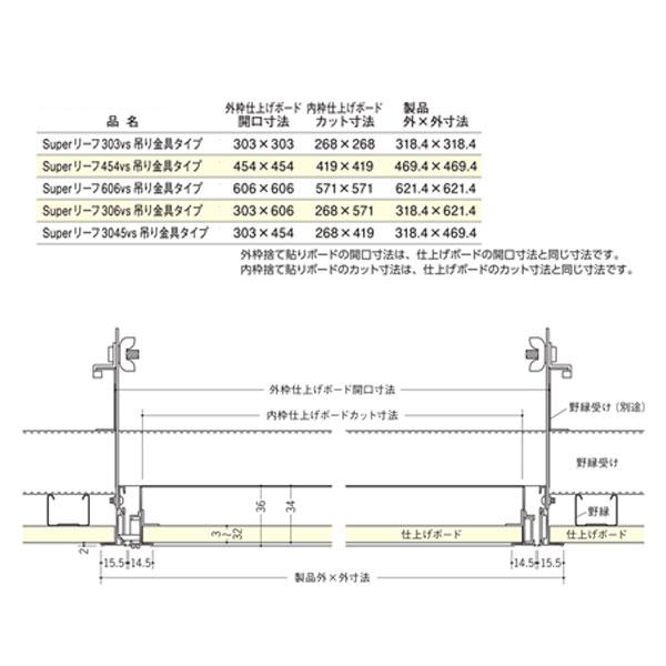 創建 62795 アルミ天井点検口 額縁タイプ Superリーフ454木目調 吊り金具タイプ 個数1個 送料無料 法人様限定・個人様不可 ...