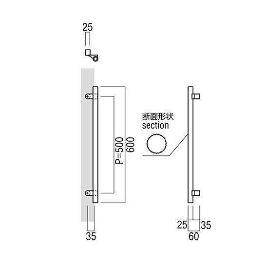 ユニオン(DIY) ユニオンドアハンドル 押し棒タイプ 品番:T1255 ユニオン(DIY) ユニオンドアハンドル 押し棒タイプ 品番:T1255