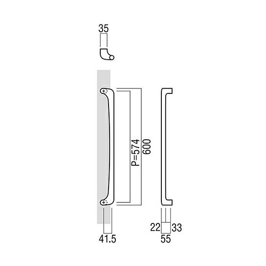 ユニオン（UNION） ユニオンドアハンドル 押し棒タイプ 品番：T1265-25