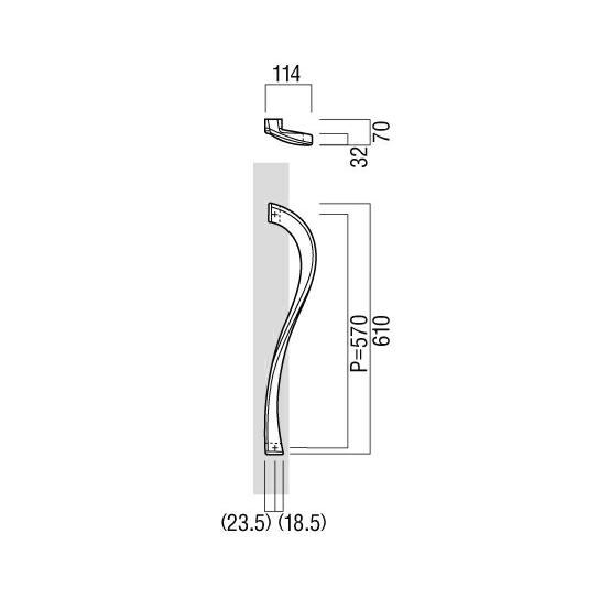 ユニオン（UNION） ユニオンドアハンドル 押し棒タイプ 品番：T1780-25