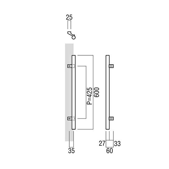 ユニオン（UNION） ユニオンドアハンドル 押し棒タイプ 品番：T4227-36