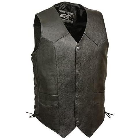 独創的 Event Biker Leather El5315 Lg Black Men S Promo Side Lace Leather Vest Black Large 正規激安 Turningheadskennel Com