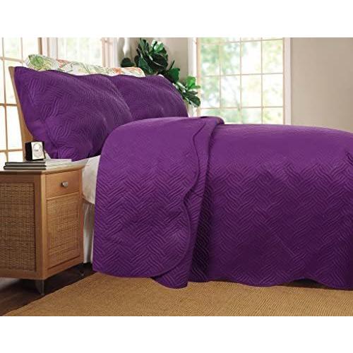 100％品質 Dada 3 Piece Solid Purple Midnight Vineyard Reversible Bedspread Quilt Set Thin and Lightweight, Cal King 布団セット