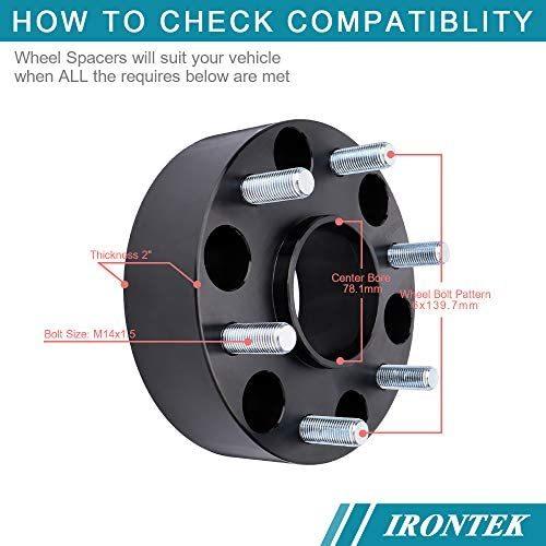 IRONTEK 2'' Hubcentric for Chevy GMC 6x5.5/6x139.7mm 14x1.5 Studs 78.1 Bore Wheel Spacers for 99-19 Silverado 1500/Cadillac Escalade, 01-19｜sakanori-store｜03