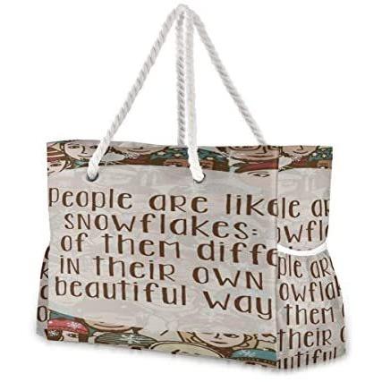 格安人気 Lightweight Beach Tote Funny People Snowflake Travel Bag Women Travels Bags 5 X 7 3 X 15 Inch Zipper Closure With Cotton H 人気満点 Atempletonphoto Com