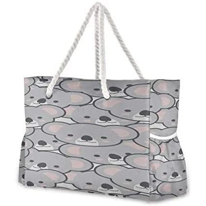 送料無料 Womens Beach Totes Cute Grey Cartoon Lazy Koala Crossbody Beach Bag Bag For Beach Women 5 X 7 3 X 15 Inch Zipper Closure W 数量限定 Zoetalentsolutions Com