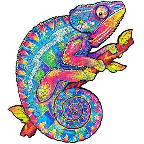 【SALE／60%OFF】 Kids, and Adults for Gift Best Jigsaw, Puzzle Wooden Unidragon Unique Size (King Chameleon Iridescent Pieces Jigsaw Shape ジグソーパズル
