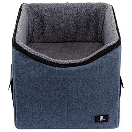 X-ZONE PET Dog Booster Car Seat/Pet Bed at Home, with Pockets and Carrying case，Easy Storage and Portable (Medium, Blue) ドライブ用品