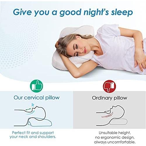 ESSORT Cervical Memory Foam Contour Pillow for Neck Pain Ergonomic Breathable Neck Pillows for Sleeping Adjustable Side Sleeper Pillow for B｜sakanori-store｜03