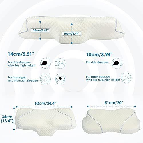 ESSORT Cervical Memory Foam Contour Pillow for Neck Pain Ergonomic Breathable Neck Pillows for Sleeping Adjustable Side Sleeper Pillow for B｜sakanori-store｜06