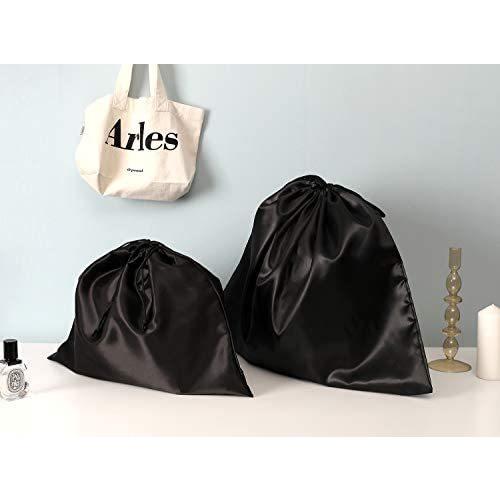 PlasMaller Dust Cover Storage Bags Silk Cloth with Drawstring Pouch For Handbags Purses Pocketbooks Shoes Boots Set of 6, Black (23.6 x 19.6｜sakanori-store｜05