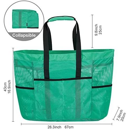 売れ筋がひ新作 Livacasa Li Holiday Summer Travel Picnic Beach For Bag Tote Toy Foldable Pockets With 26 4x19in Zipper Women For Totes Large Bags Beach Mesh ダッフルバッグ Helilagon Com