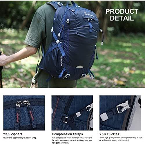 MOUNTAINTOP 35L Hiking, Camping, Travel Backpack with rain Cover for Men Women, Sapphire-Blue｜sakanori-store｜03