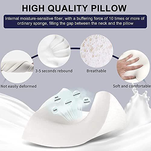 Memory Foam Pillow for Sleeping, Cervical Contour Orthopedic Pillow Relief Neck & Shoulder Pain Ergonomic Bed Pillow with Cooling Washable P｜sakanori-store｜04