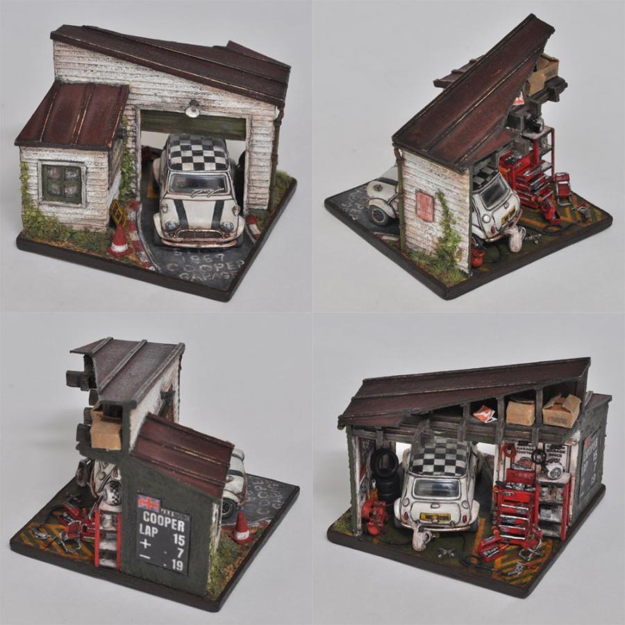 情景箱 オールドミニで巡る旅 「COOPER GARAGE」 ：情景箱 塗装済完成