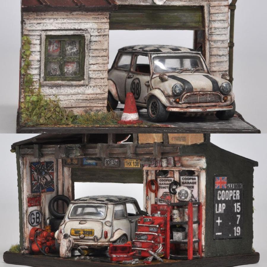 情景箱 オールドミニで巡る旅 「COOPER GARAGE」 ：情景箱 塗装済完成