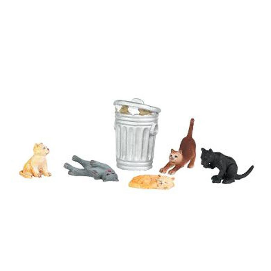 猫5匹とゴミバケツ ：バックマン 塗装済み完成品 O(1/48) 33157 : さか