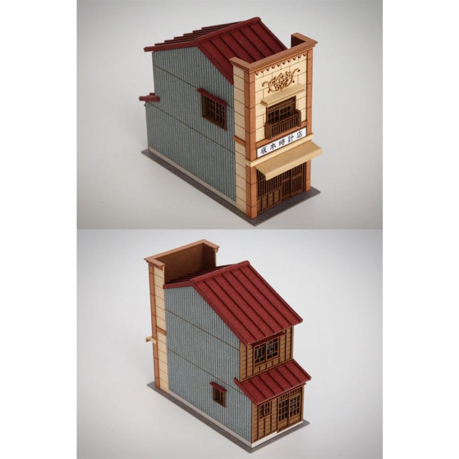 3軒続きの看板建築A カラーVer. ：梅桜堂 N(1/150) 未塗装キット ST