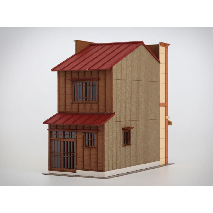 建築物さん専用 3軒続きの看板建築C カラーVer. ：梅桜堂 HO(1/87) 塗装済みキット ST