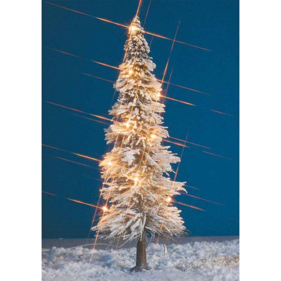 雪を被ったクリスマスツリー（電飾付き） 高さ20cm ：ブッシュ 完成品