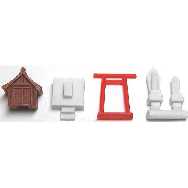 祠(ほこら)、鳥居　小屋 祠（ほこら） 鳥居、お地蔵さん付き ：YSK 未塗装キット N(1/150) 品番