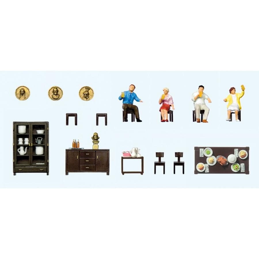 模型】 ダイニングルーム家具セット 昼食をとる人たち ：プライザー