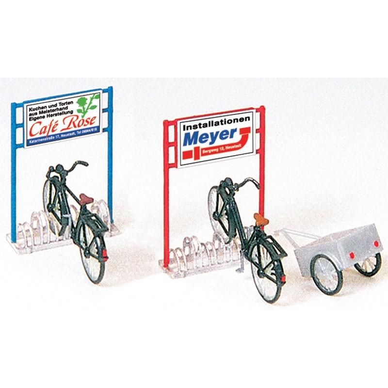 レトロなリヤカー引き専用自転車 自転車スタンド、自転車、リヤカー ：プライザー 未塗装キット HO(1/87