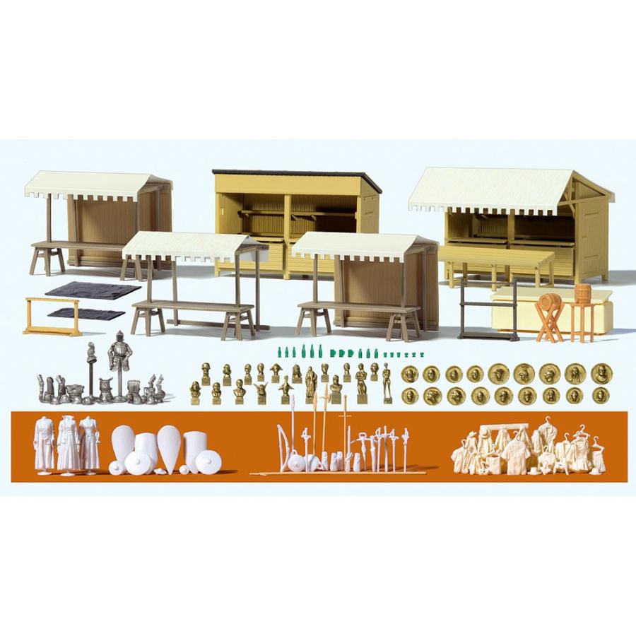 中世の屋台市場とアクセサリー プライザー 未塗装キット Ho 1 87
