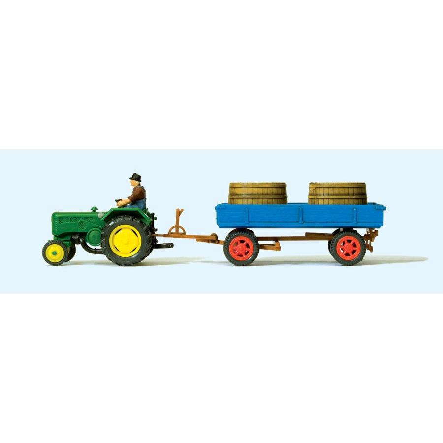 トラクターとブドウの入った樽を載せた荷車 ：プライザー 塗装済