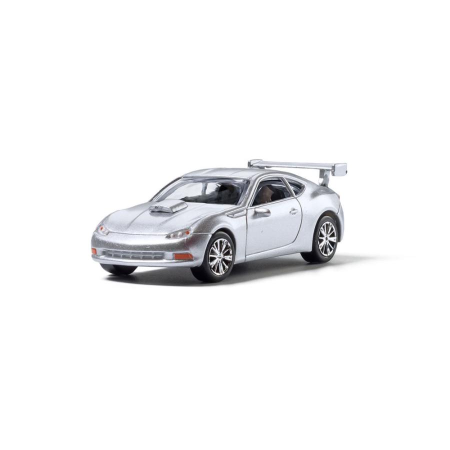 模型】 スポーツカー（シルバー） ：ウッドランド 塗装済完成品 HO(1