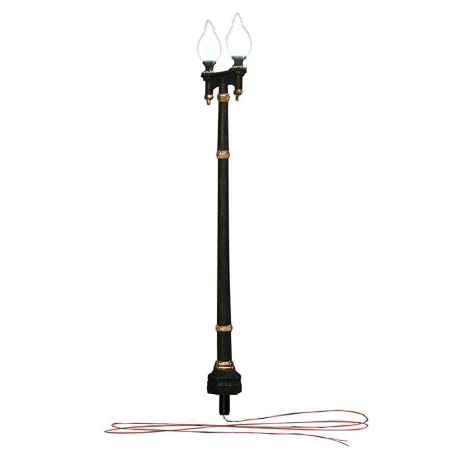 LED付き街路灯 鉄製支柱ダブルランプ Oサイズ 2本セット JP5648