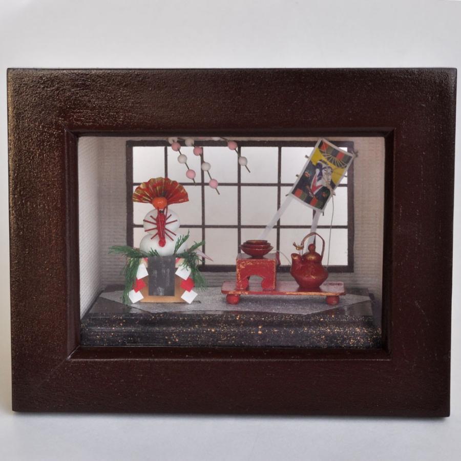 ミニチュアお正月 お屠蘇（とそ）と鏡餅 インフレーム ：亀田信子 塗装