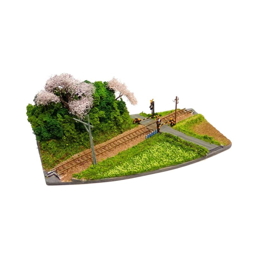 3台限定】Nゲージ ミニレイアウト 春の踏切 ：KDF 塗装済完成品 1/150