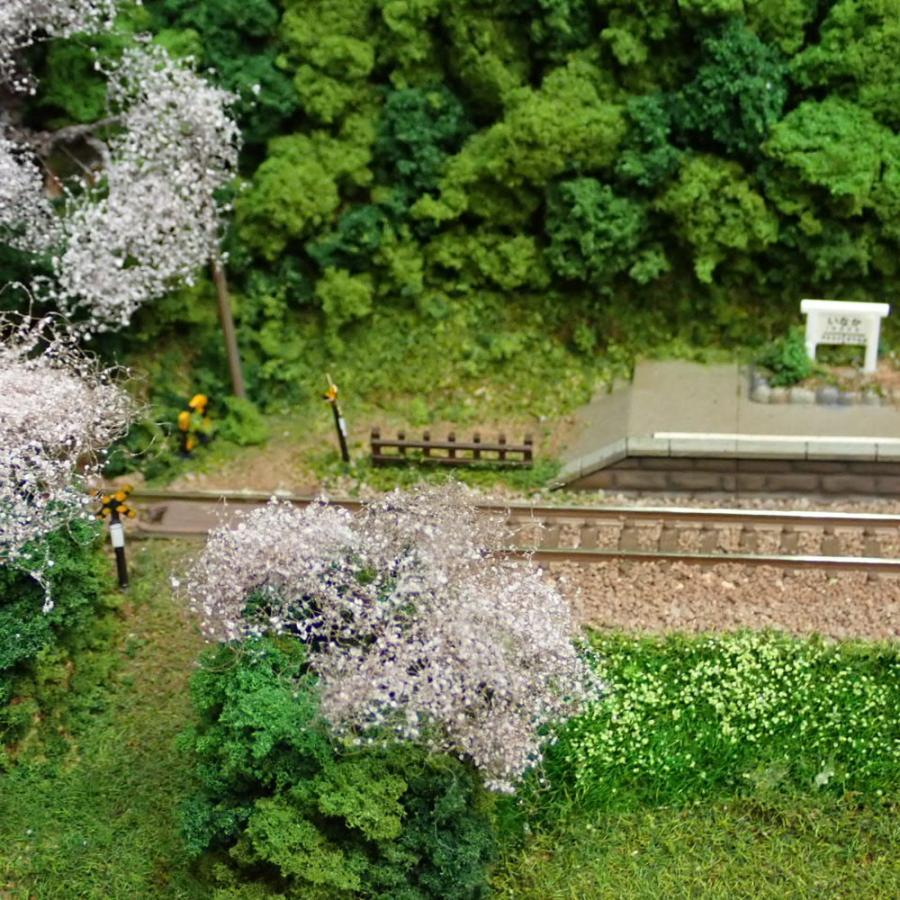 3台限定】Nゲージ ミニレイアウト 桜咲く山間小駅 ：KDF 塗装済完成品