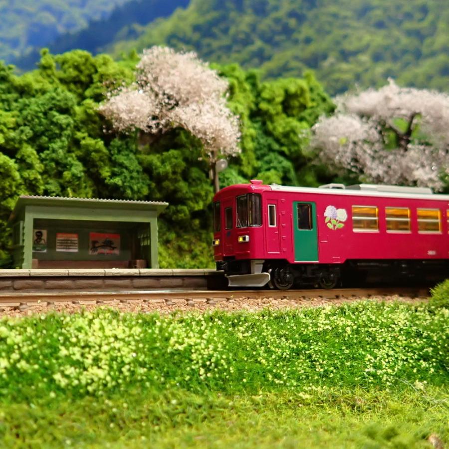 3台限定】Nゲージ ミニレイアウト 桜咲く山間小駅 ：KDF 塗装済完成品