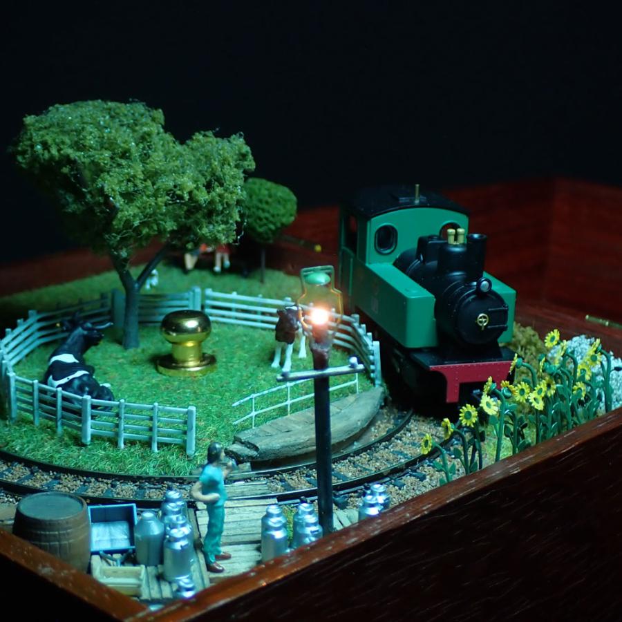 HOナロー・Nゲージ小型レイアウト 小屋と倉庫のセット レイアウト小箱1 車両付き ：西村慶明 HOナロー作品 1/80scale : さか