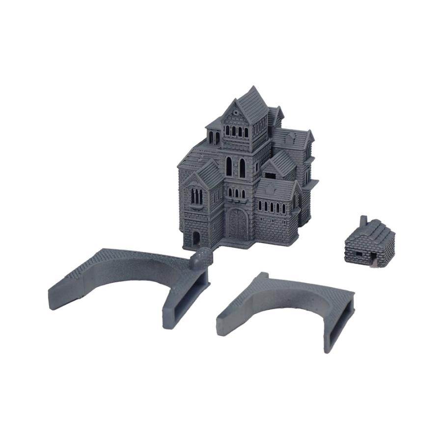 森の館 橋付き ：異世界ジオラマ建築 建物3D未塗装キット 1/600サイズ