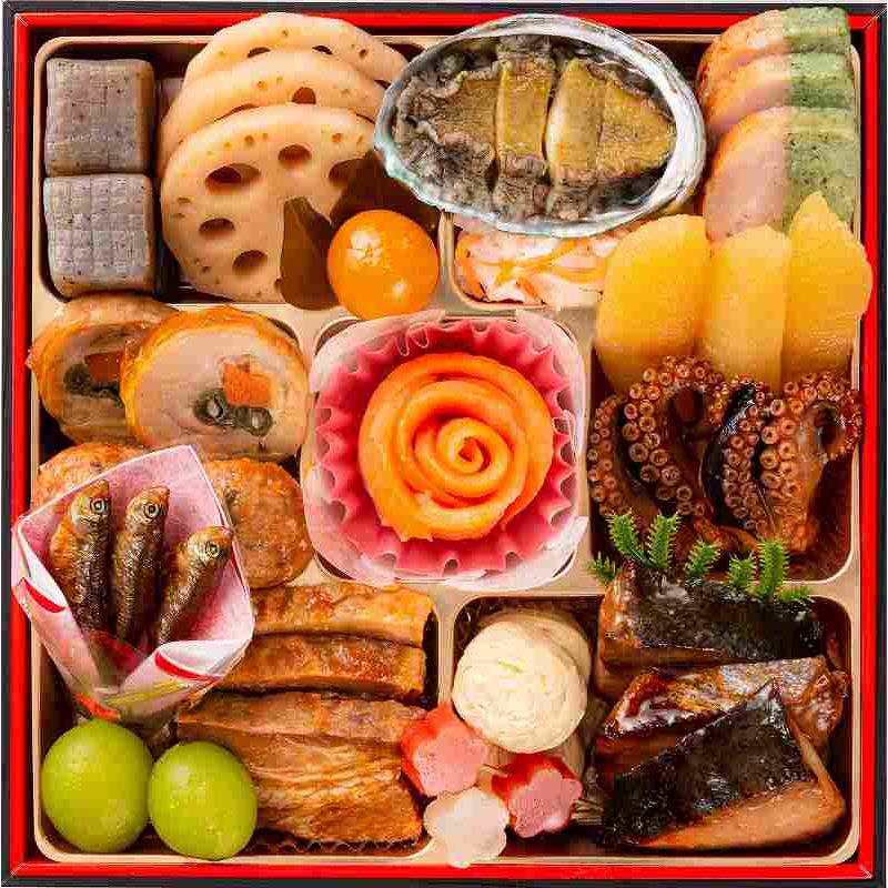 完全予約限定カネハツ本舗こだわりの厳選生おせち「祝鼓」三段重!!3〜4人前50品目代引き不可 祝鼓