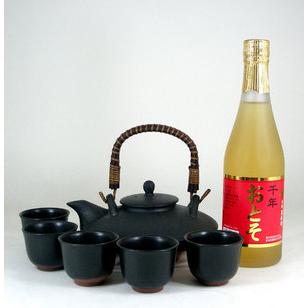 黒千代香セット5客ツル付（還暦限定 お屠蘇酒 500ml ）｜sake-gets