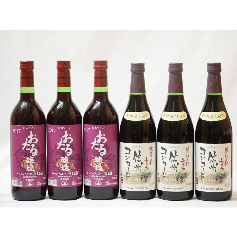 国産100％北海道おたる＆長野県信州産ワイン6本セット(信州コンコード 