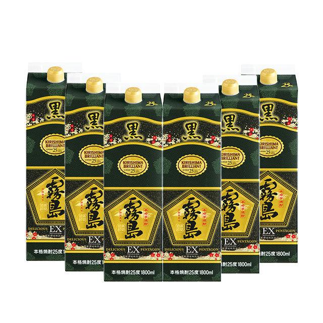 黒霧島EX 25度 1800ml 6本 1ケース 黒霧島EX 25度 1.8L パック 1箱（6本） 芋焼酎 霧島酒造 - アスクル