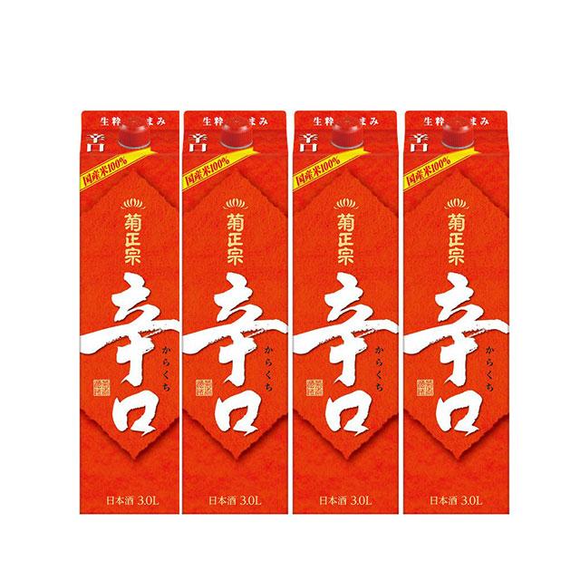 菊正宗 送料無料 辛口パック 3000mlパック 1ケース(4本)（東北は別途