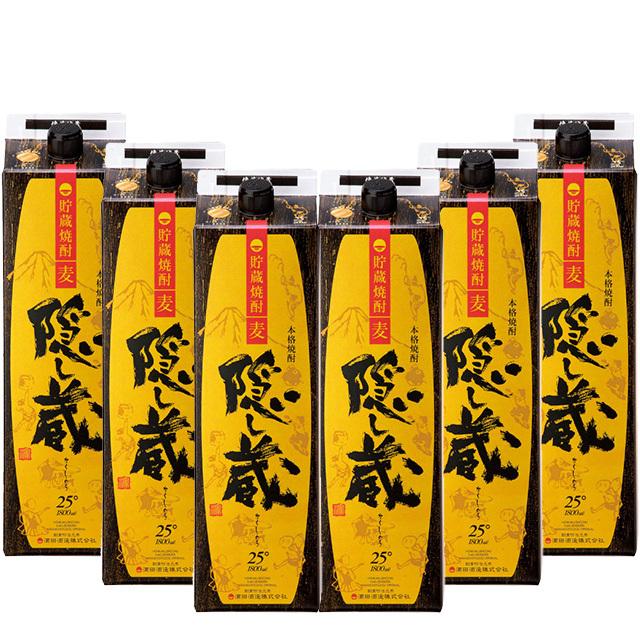 濱田酒造 隠し蔵 麦焼酎 25度 1800ml パック　6パック　カートン詰 隠し蔵 隠し蔵 麦焼酎 25度 1800mlパック 1ケース(6本) : 酒忍者Yahoo